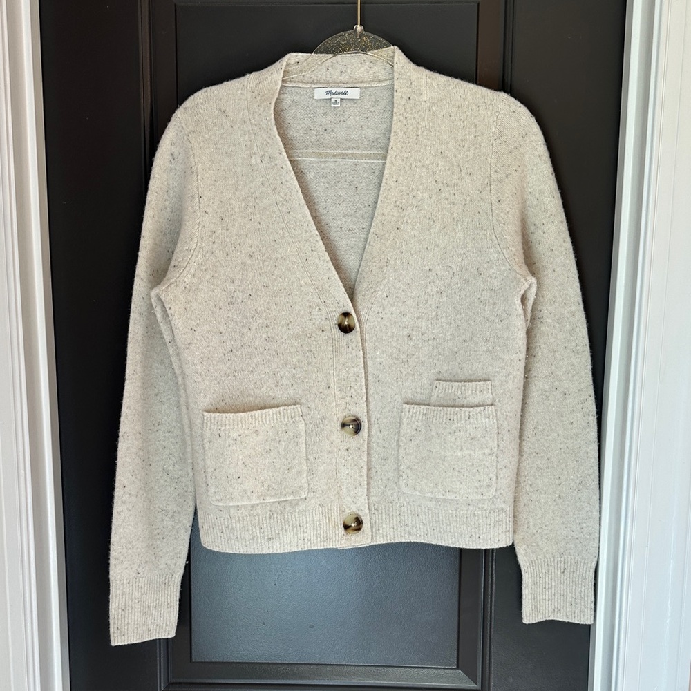 Madewell 100% Merino Wool Cream Button Cardigan Sweater M